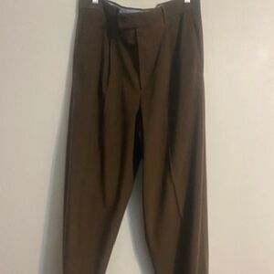 W. H. Belk Brown stripe Pleated front cuff trousers, size 36/34
